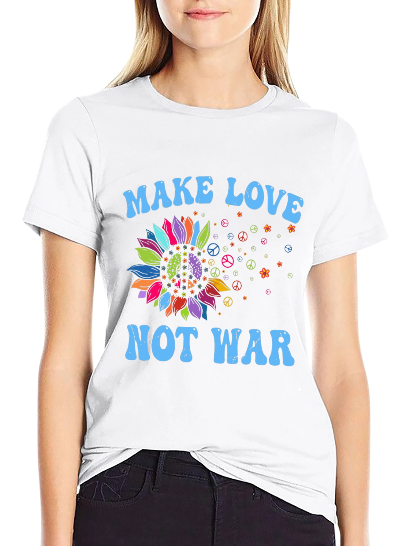 Make Love Not War Sunflower Graphic Tee