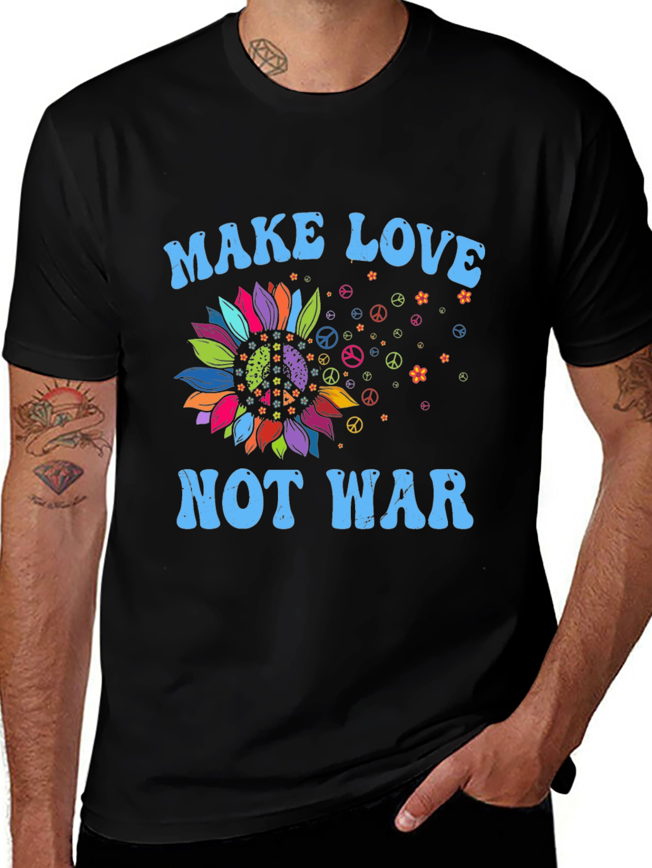 Make Love Not War Sunflower Graphic Tee