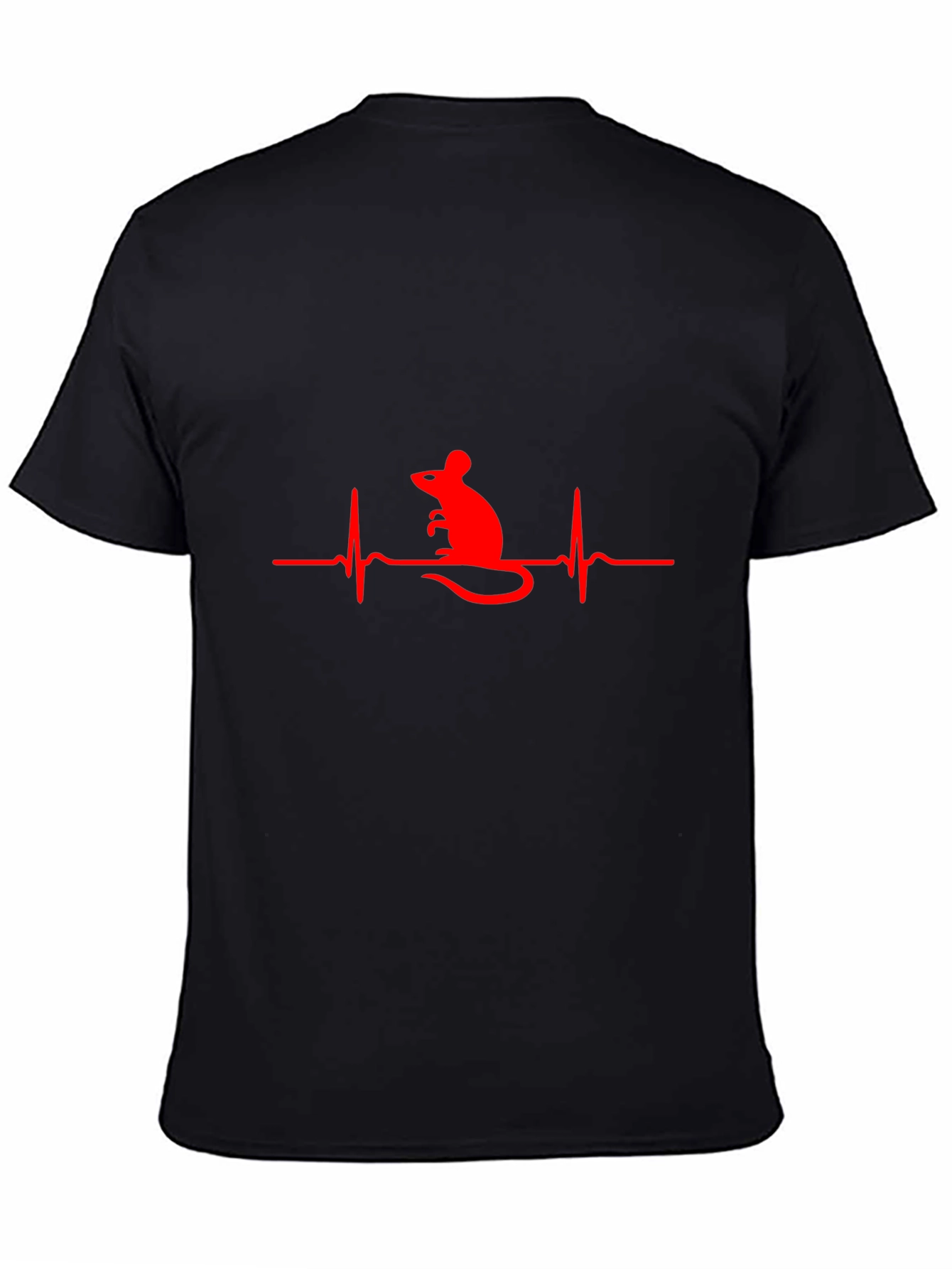Mouse Heartbeat Graphic T-Shirt - Black
