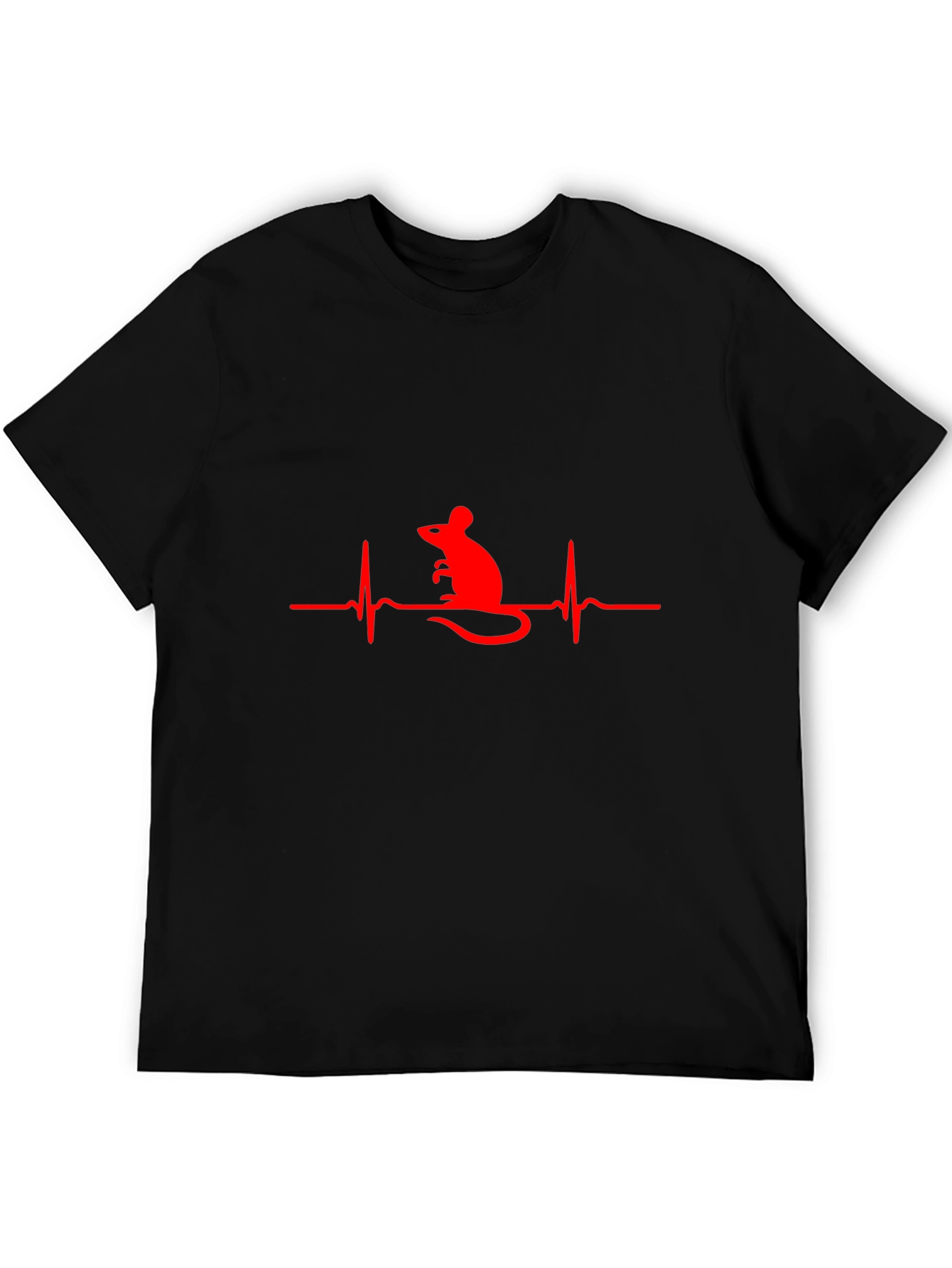 Mouse Heartbeat Graphic T-Shirt - Black