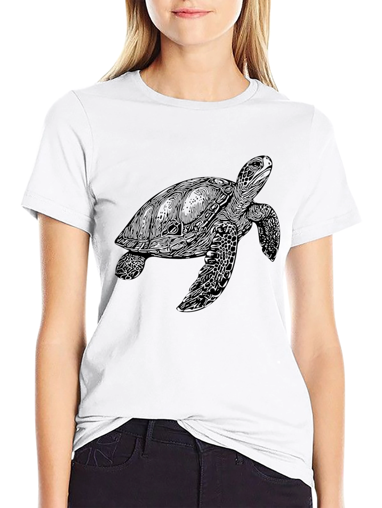 Black Turtle Graphic Tee - Unique Sea Turtle Design