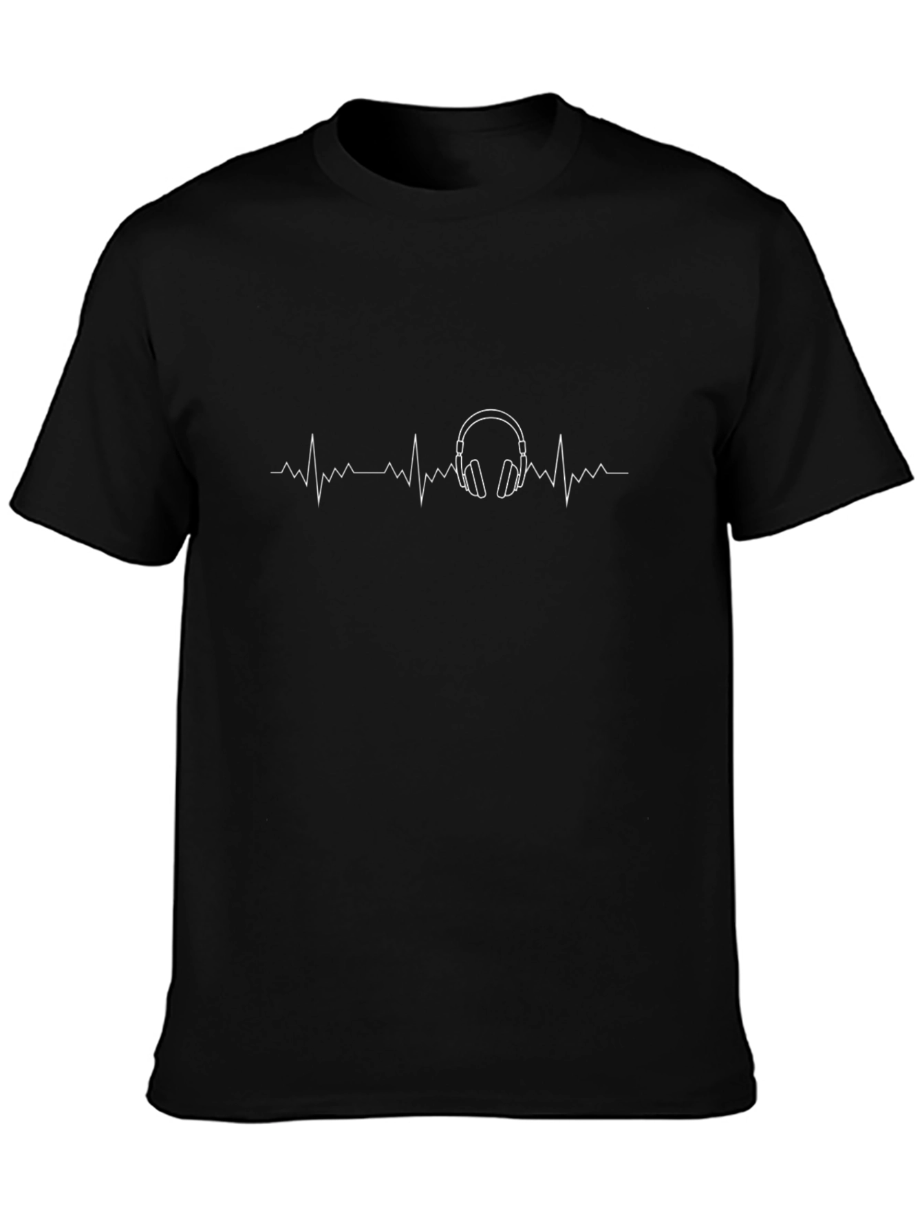 Music Lovers Black Graphic Tee - Heartbeat Headphones