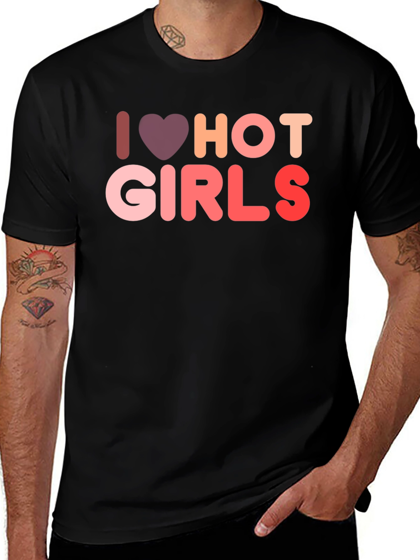 I Love Hot Girls Graphic Tee Shirt