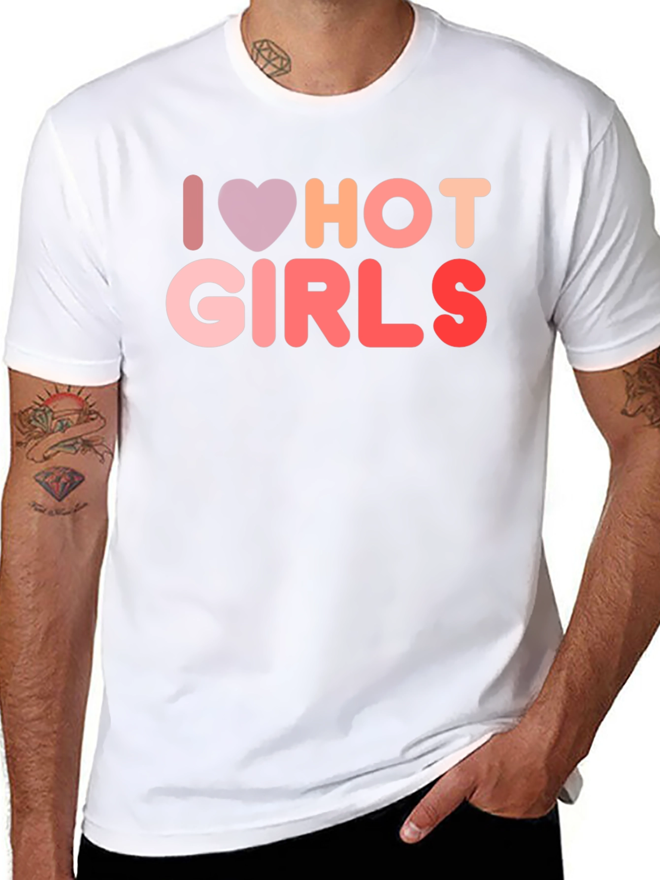 I Love Hot Girls Graphic Tee Shirt