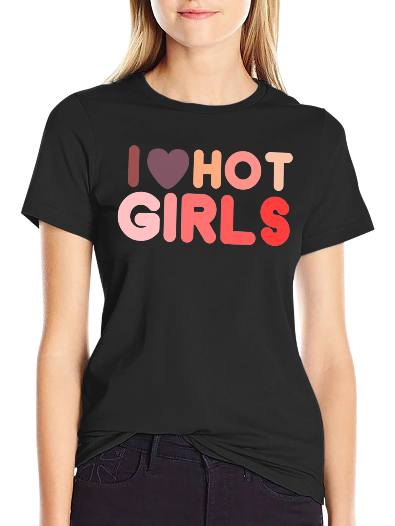I Love Hot Girls Graphic Tee Shirt