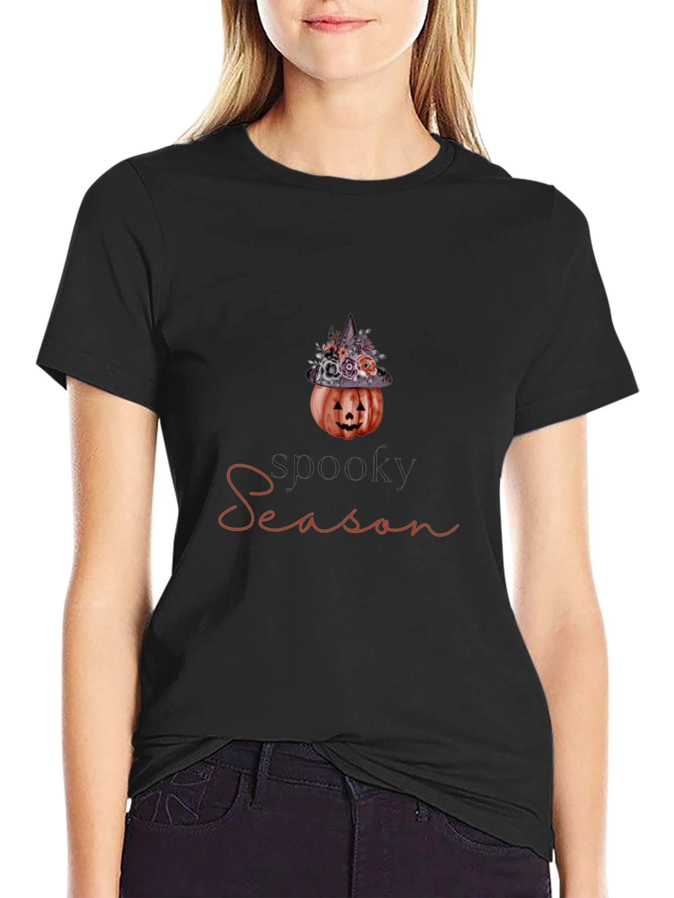 Spooky Season Pumpkin Witch Hat Graphic Tee