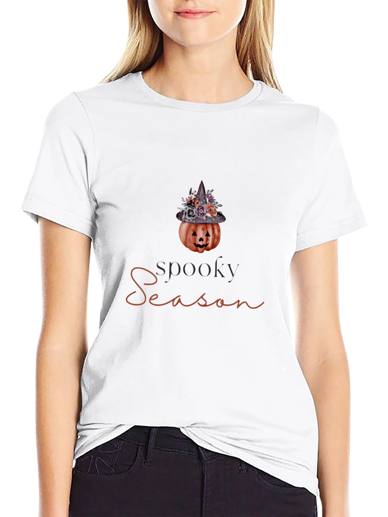 Spooky Season Pumpkin Witch Hat Graphic Tee