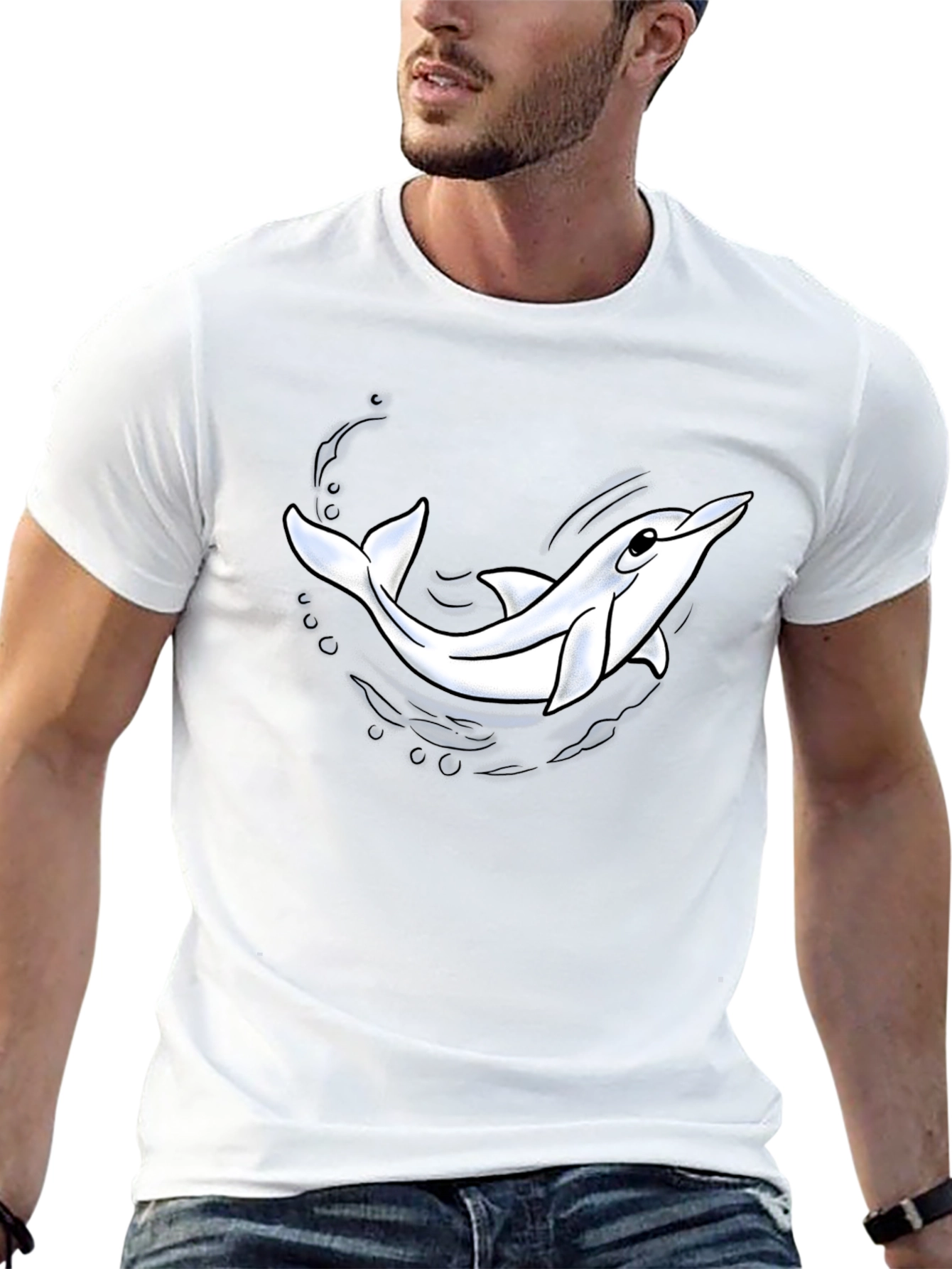 Cool Dolphin Graphic Black T-Shirt