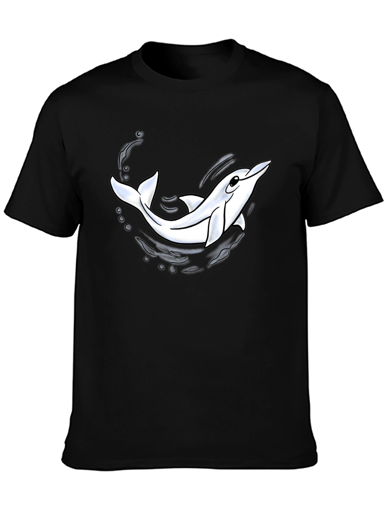 Cool Dolphin Graphic Black T-Shirt