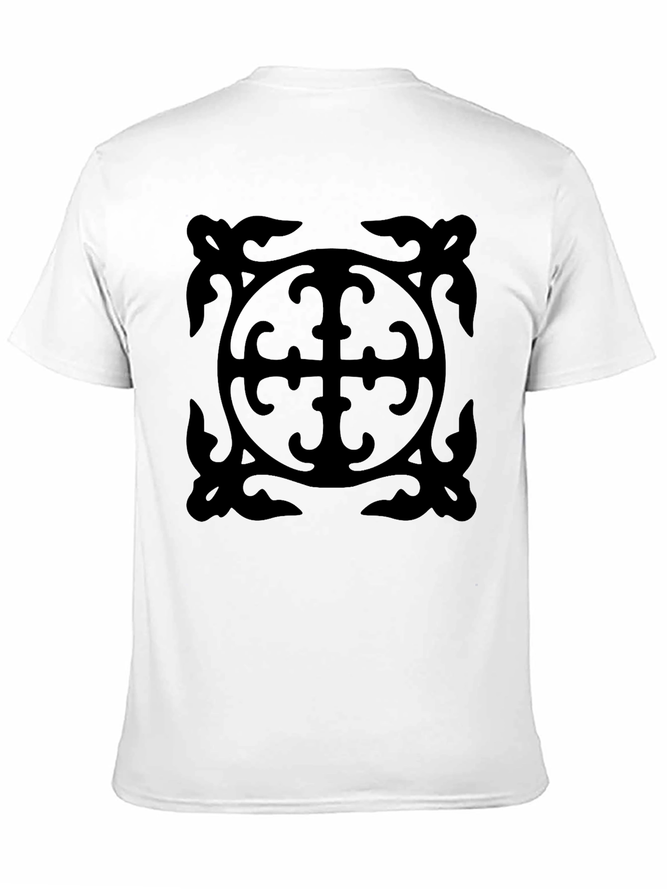 Black Graphic Tee - Ornate Cross Design