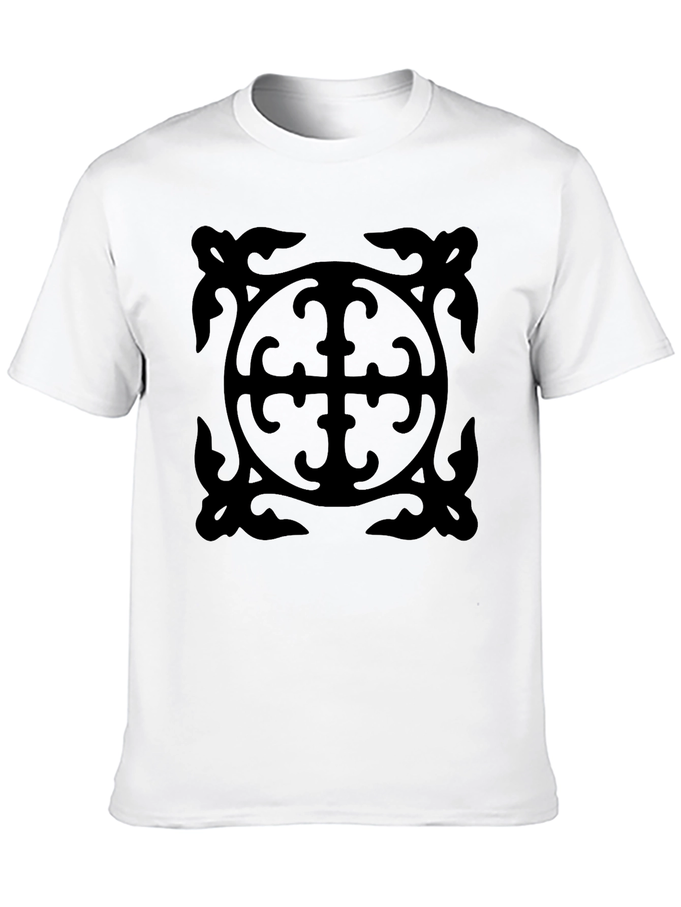 Black Graphic Tee - Ornate Cross Design