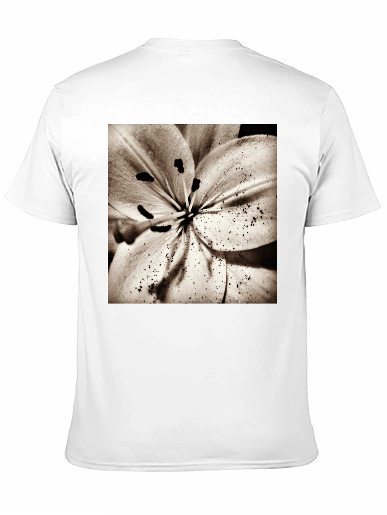 Floral Print Crew Neck T-Shirt - Black