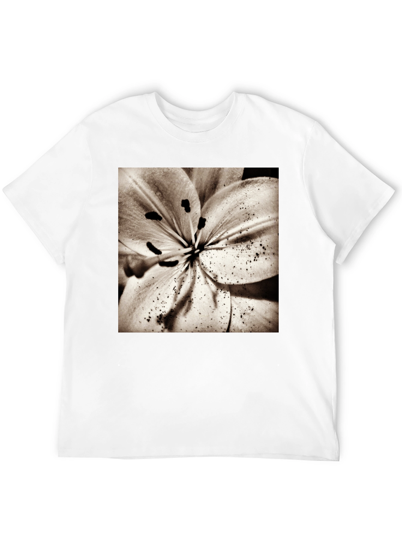 Floral Print Crew Neck T-Shirt - Black