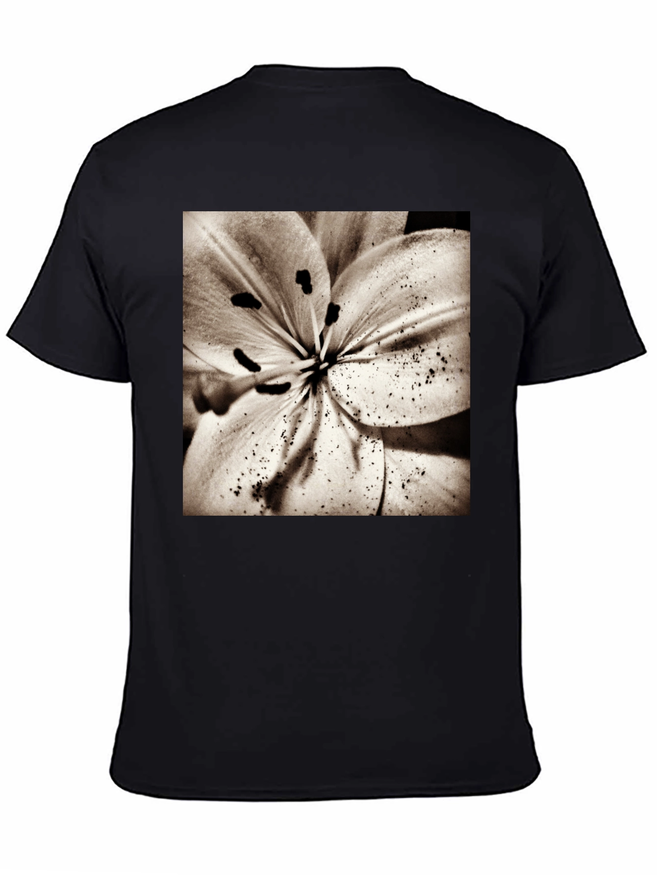 Floral Print Crew Neck T-Shirt - Black