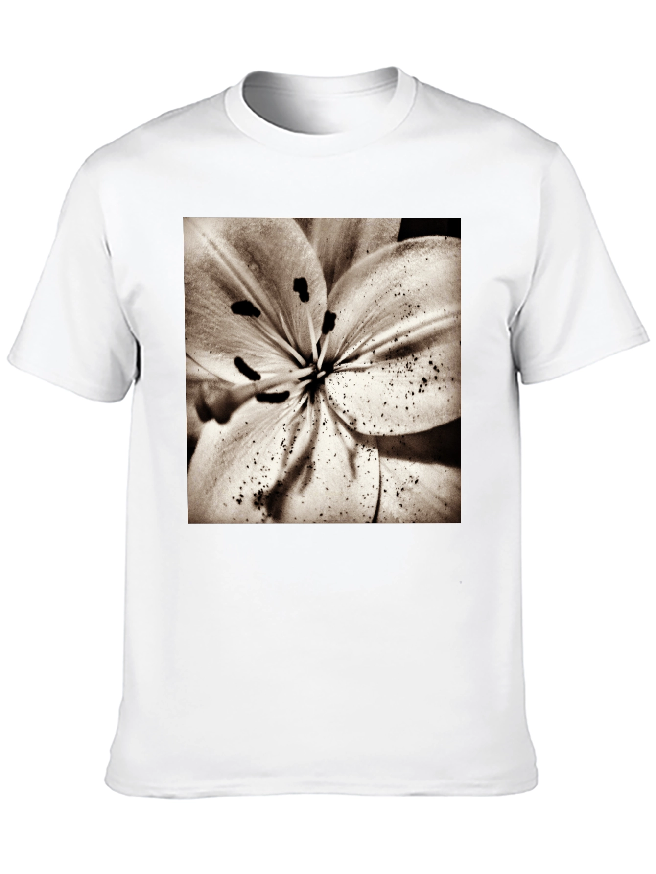 Floral Print Crew Neck T-Shirt - Black