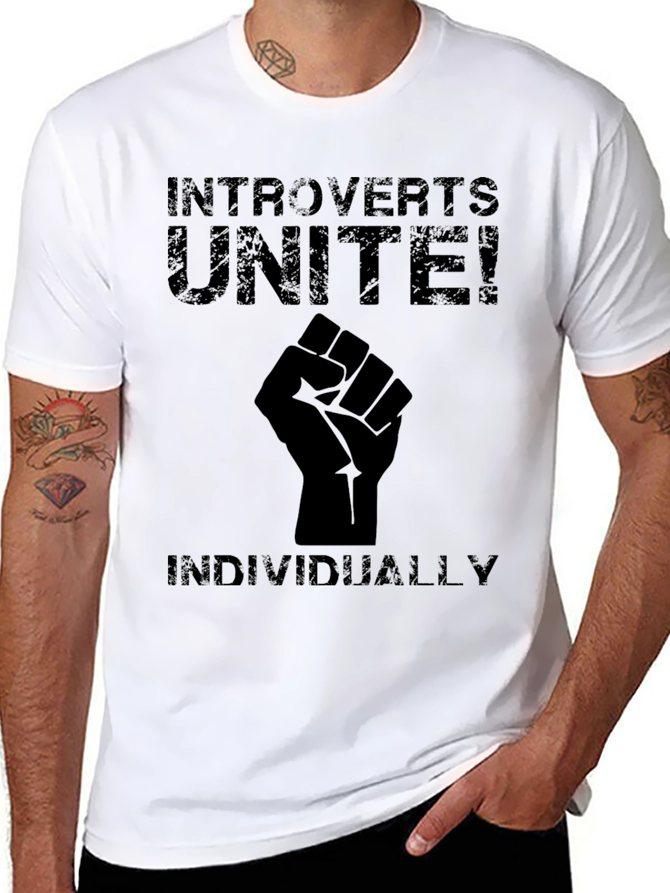 Introverts Unite! Black Graphic T-Shirt
