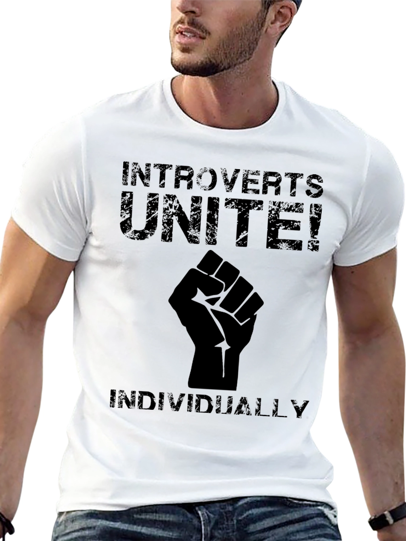 Introverts Unite! Black Graphic T-Shirt