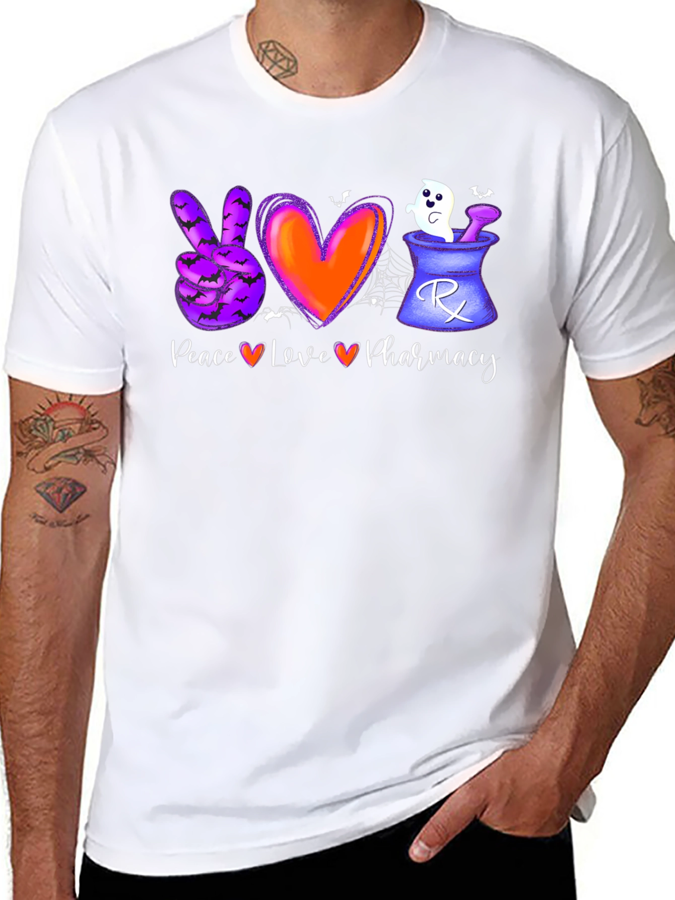 Halloween Pharmacy T-Shirt: Peace Love Pharmacy