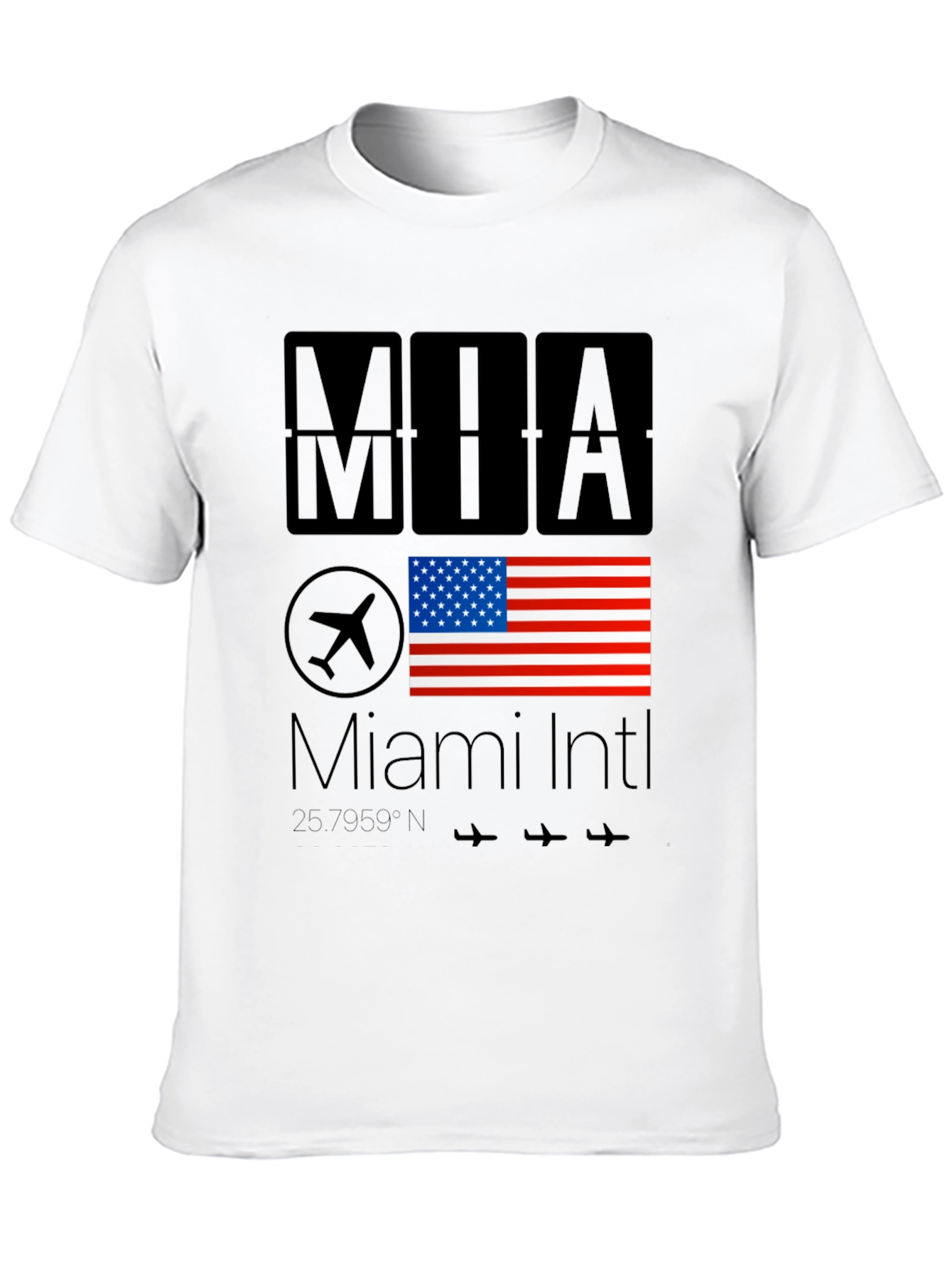 Miami Intl Airport T-Shirt - USA Flag Design