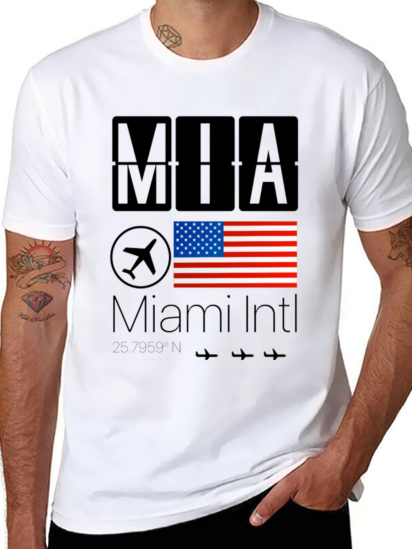 Miami Intl Airport T-Shirt - USA Flag Design