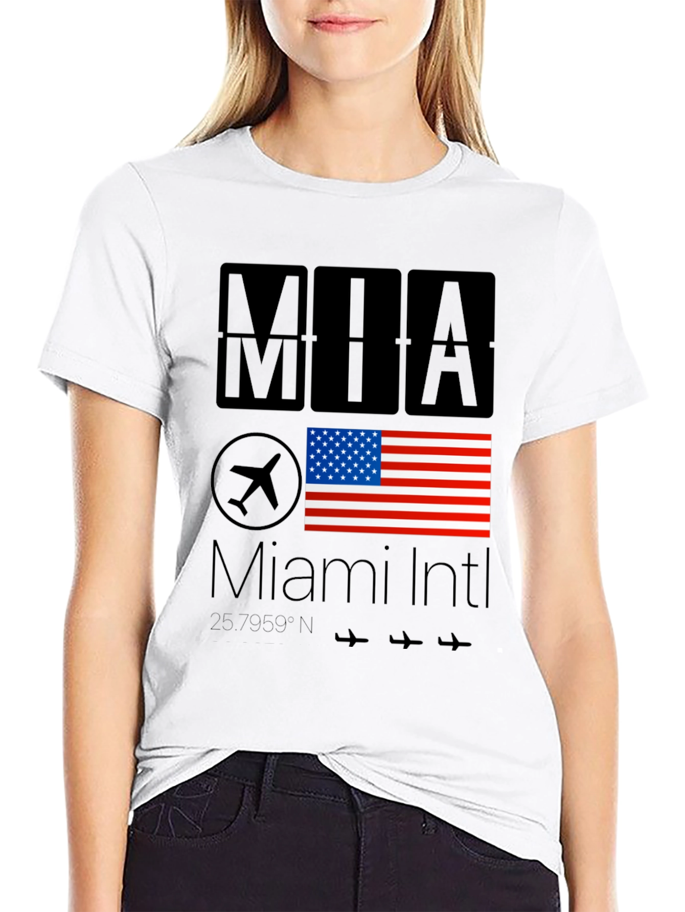 Miami Intl Airport T-Shirt - USA Flag Design