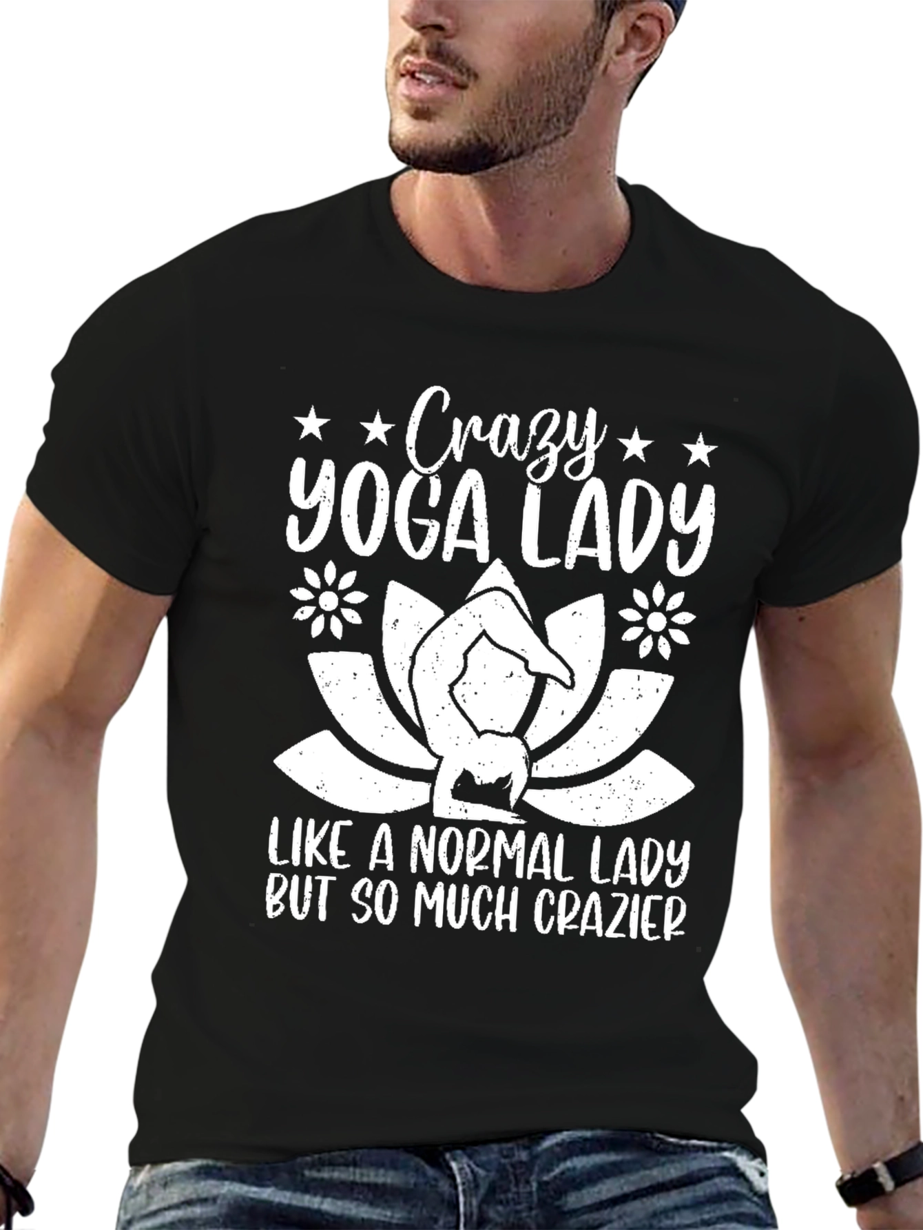 Crazy Yoga Lady T-Shirt - Unique Graphic Tee