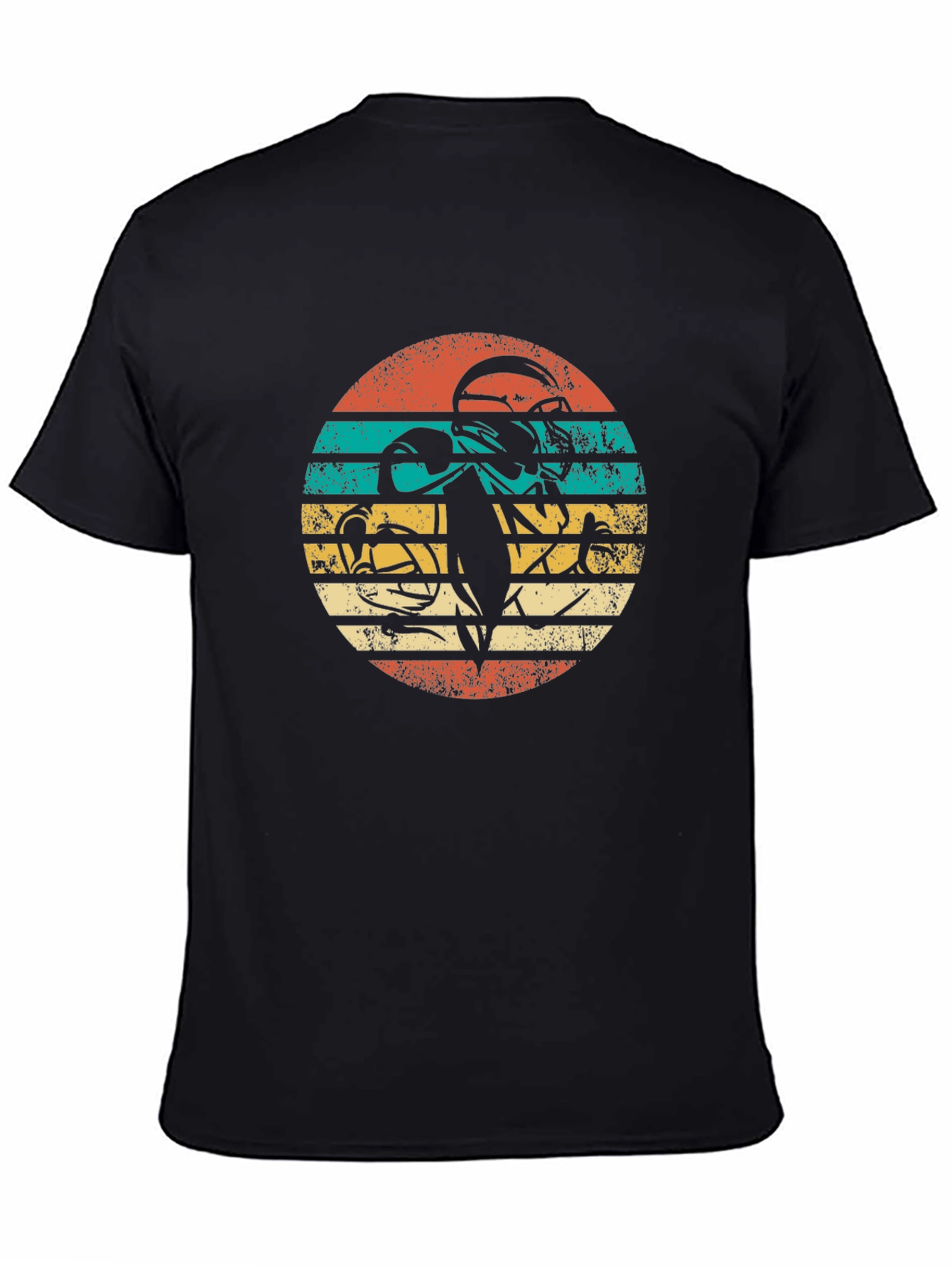 Retro Football Player Graphic Tee - Black