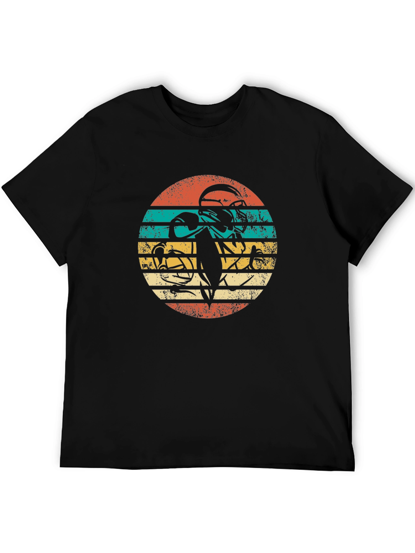 Retro Football Player Graphic Tee - Black