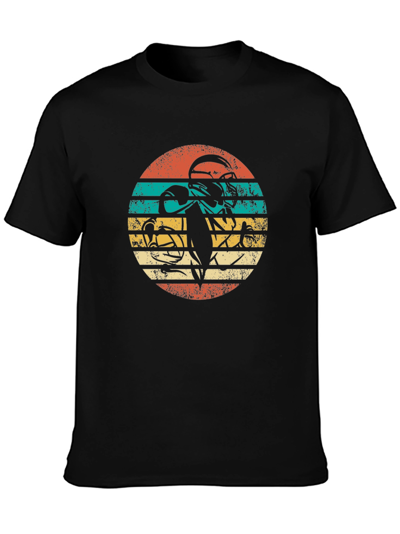 Retro Football Player Graphic Tee - Black