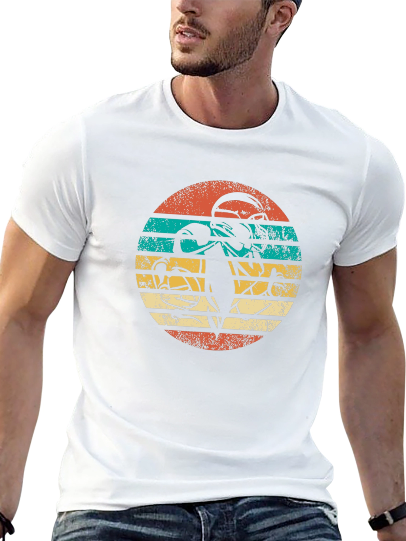 Retro Football Player Graphic Tee - Black