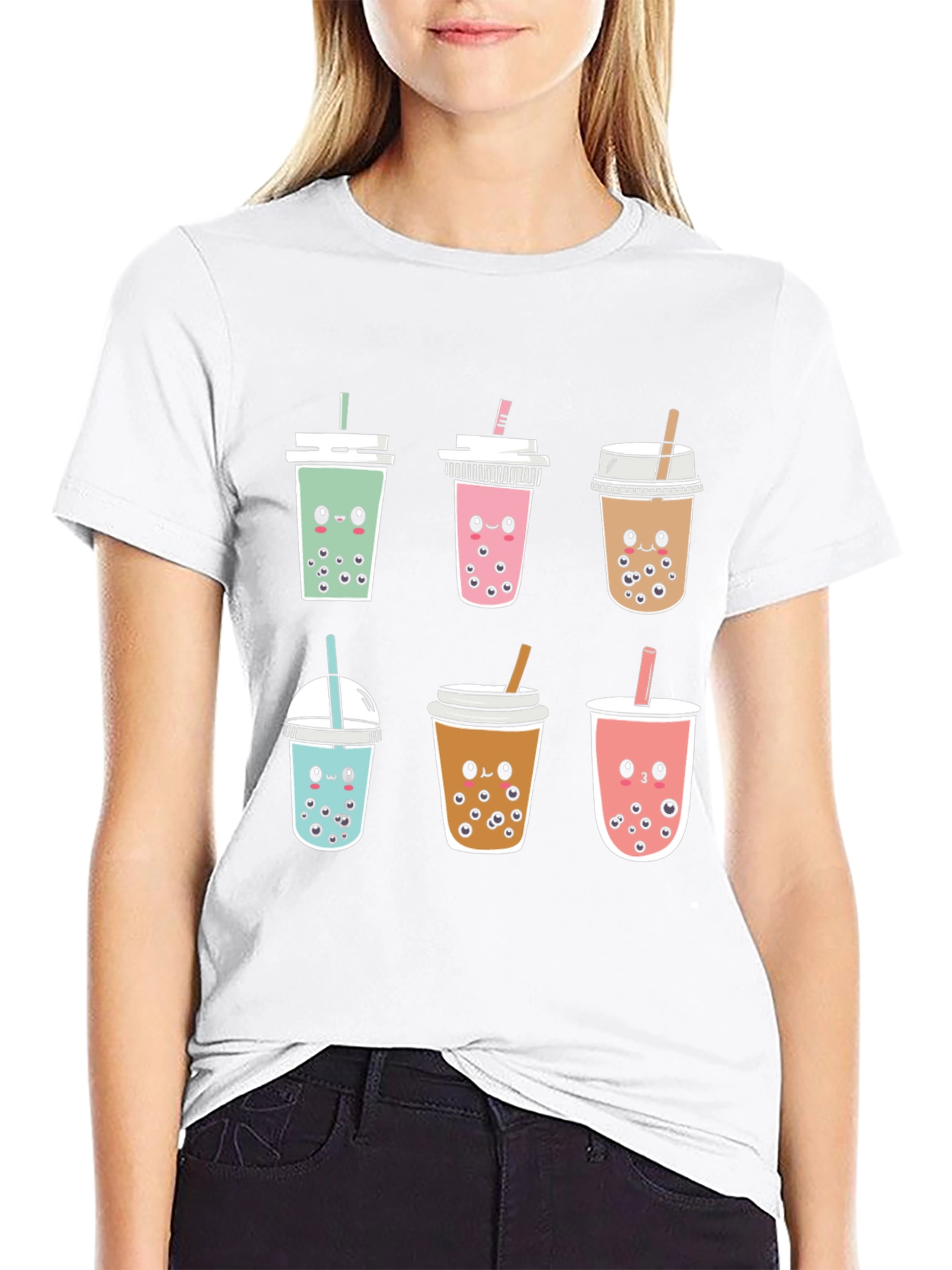 Cute Boba Tea Graphic Tee - Kawaii Style