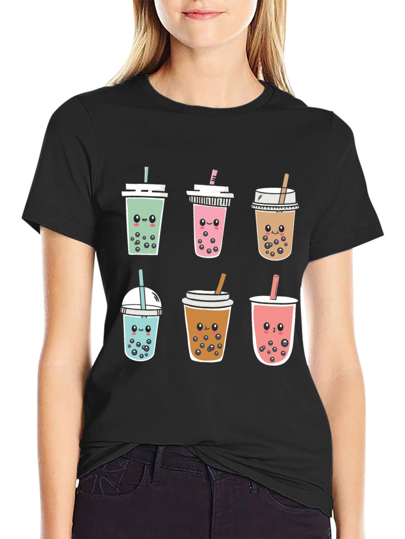 Cute Boba Tea Graphic Tee - Kawaii Style
