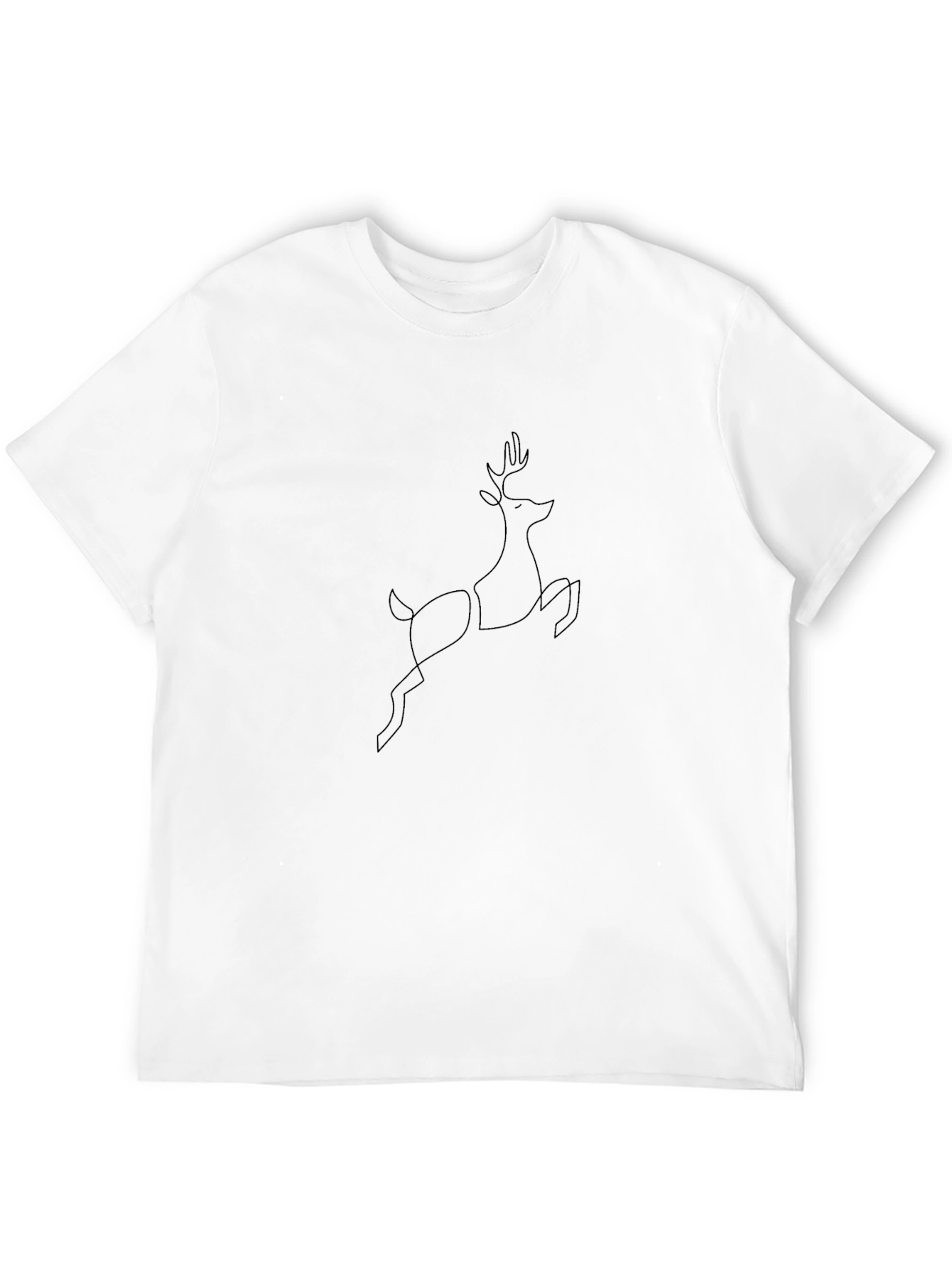 Minimalist Deer Line Art Black T-Shirt