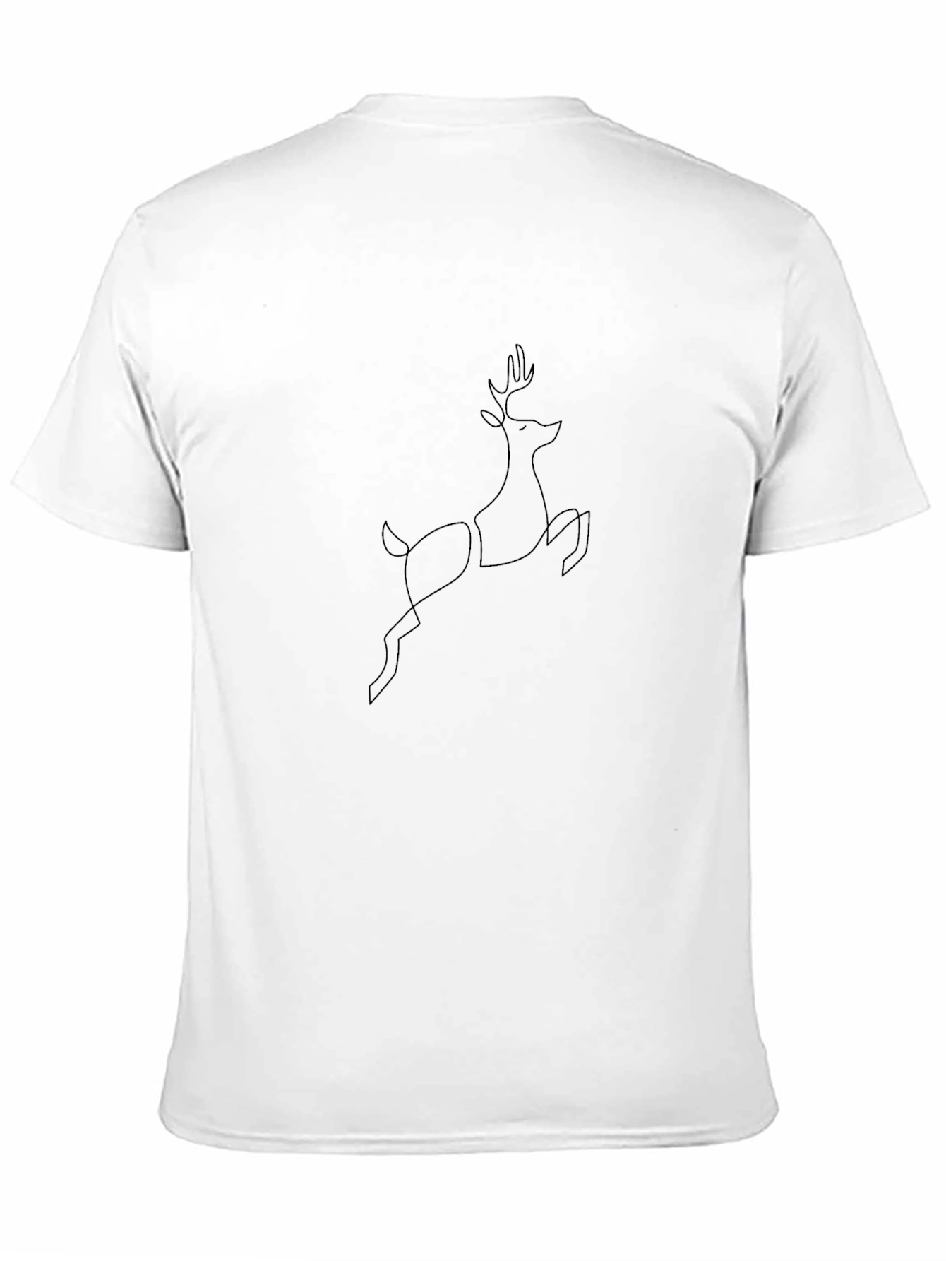 Minimalist Deer Line Art Black T-Shirt