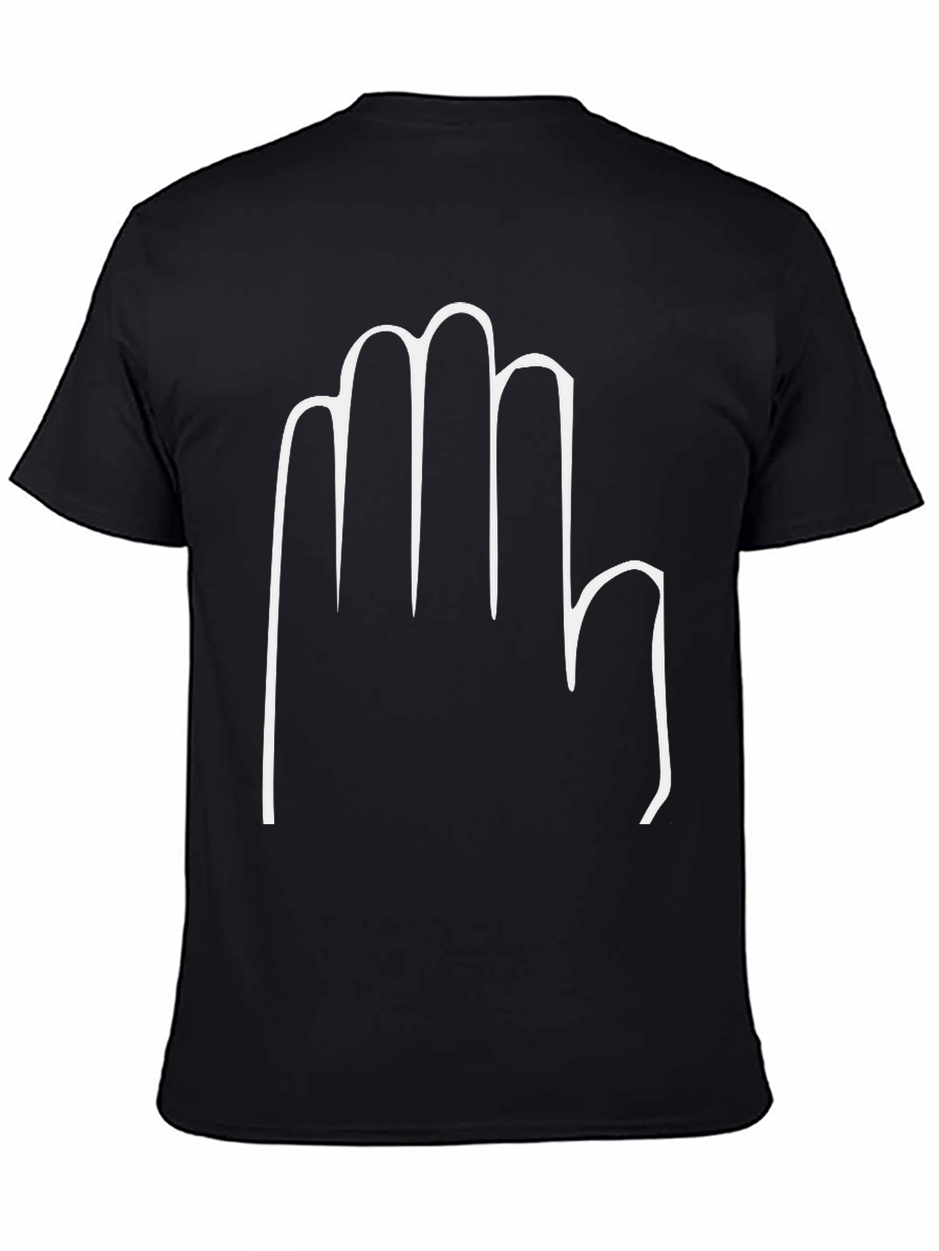 Black T-Shirt with White Hand Graphic