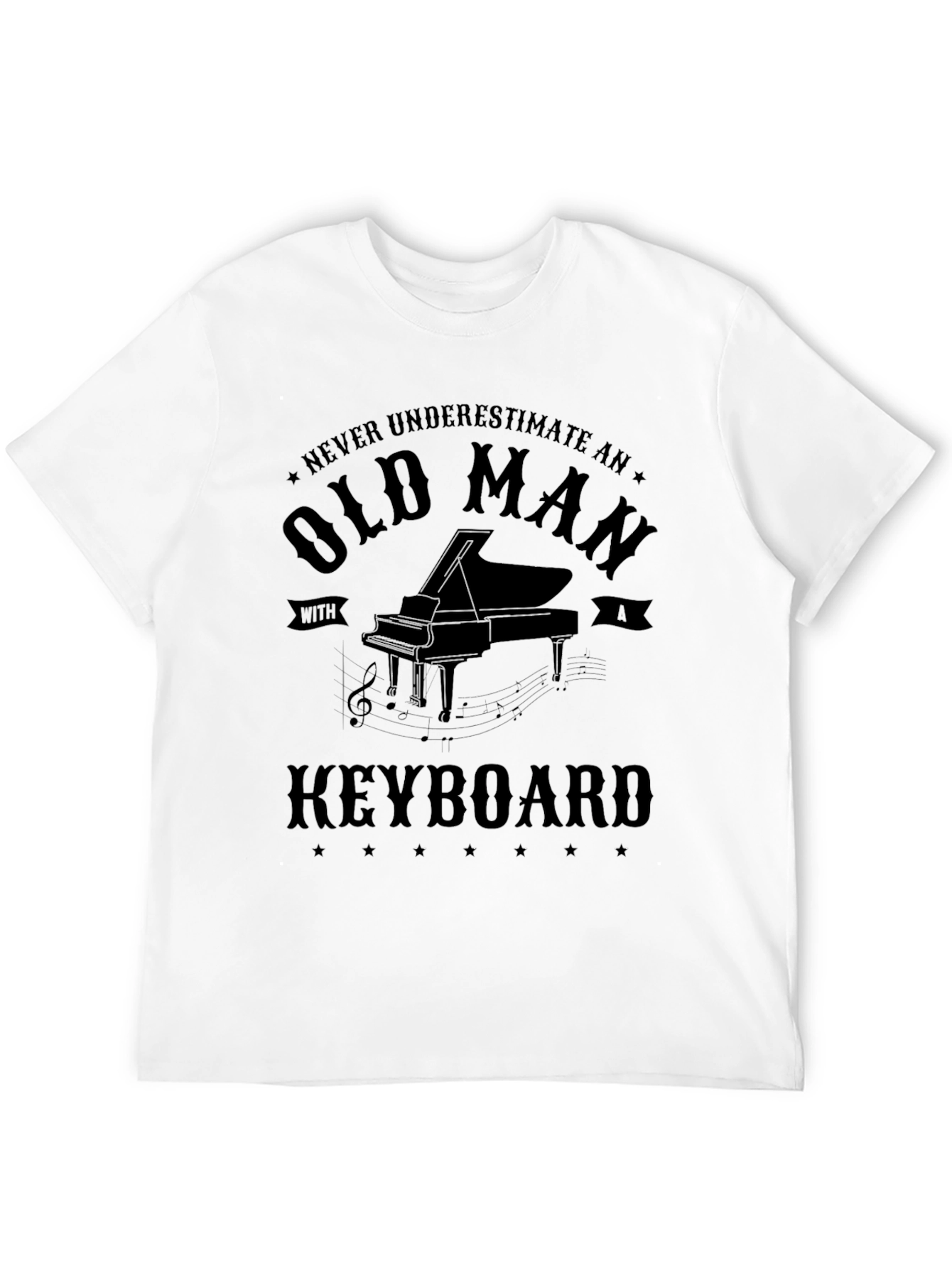 Old Man Keyboard Player T-Shirt - Black