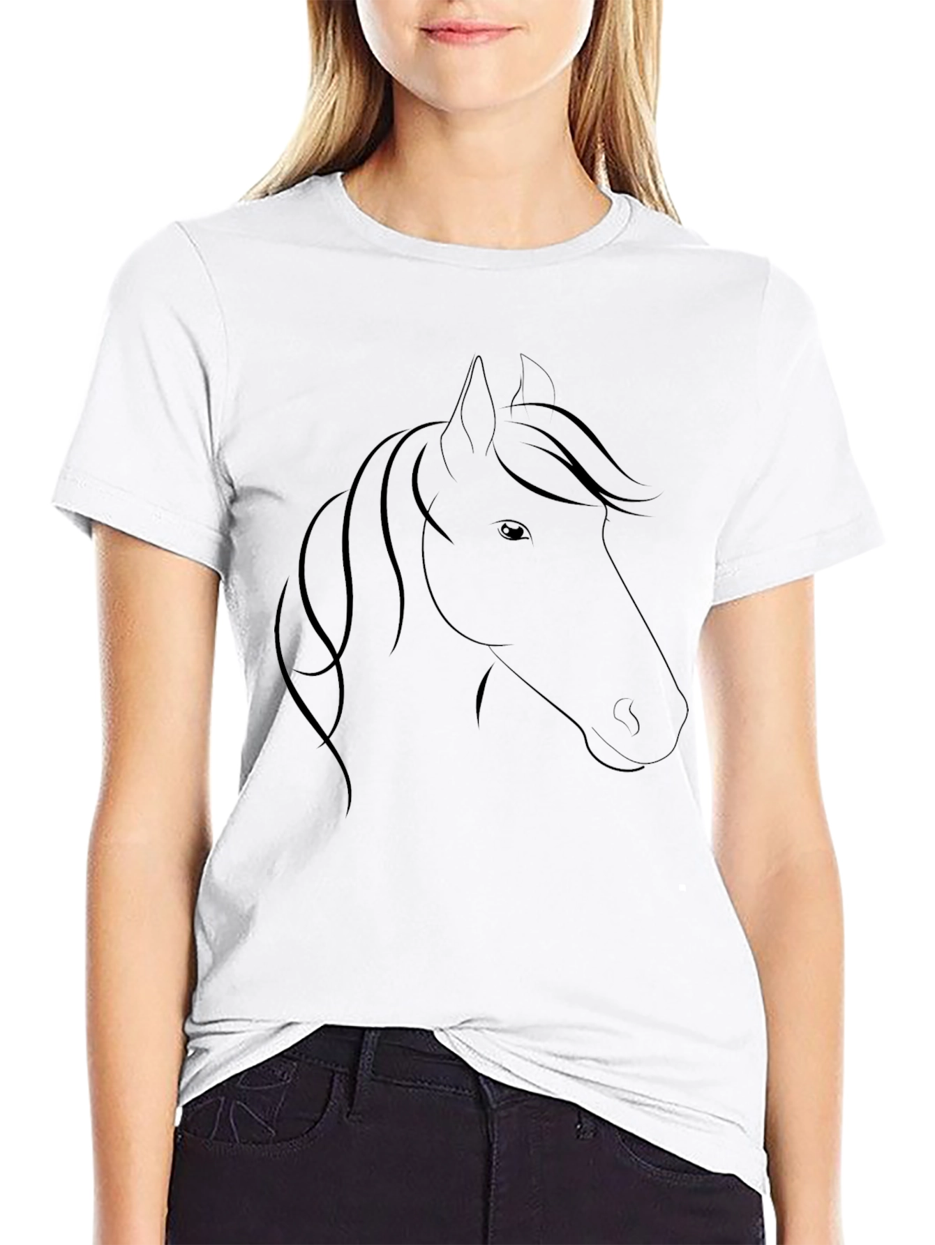 Black T-Shirt with Horse Head Design
