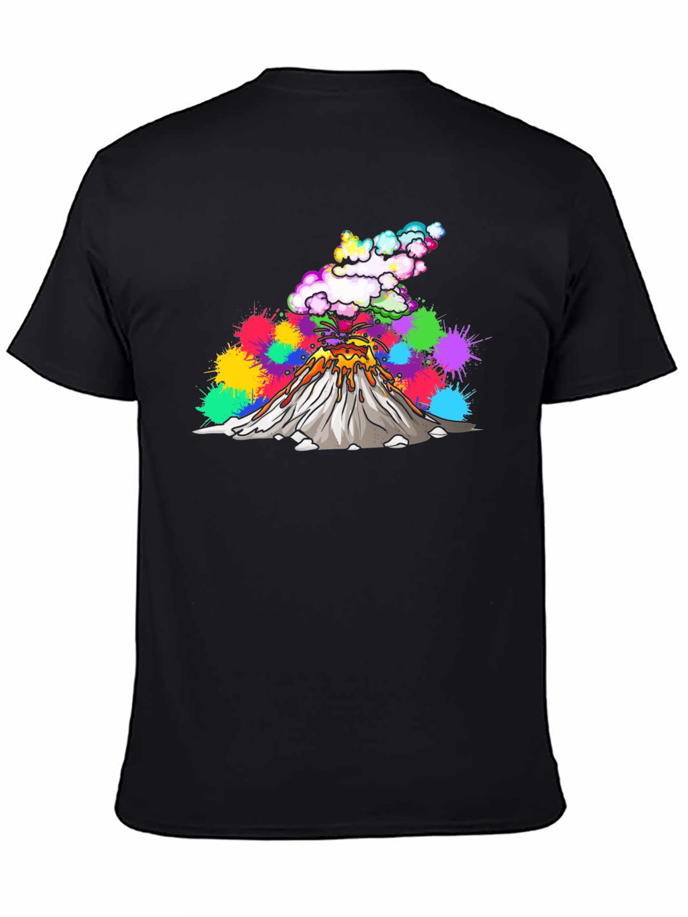 Volcano Lava Explosion Graphic T-Shirt - Black