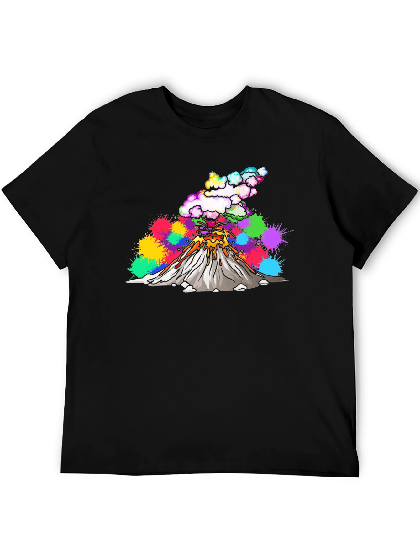 Volcano Lava Explosion Graphic T-Shirt - Black