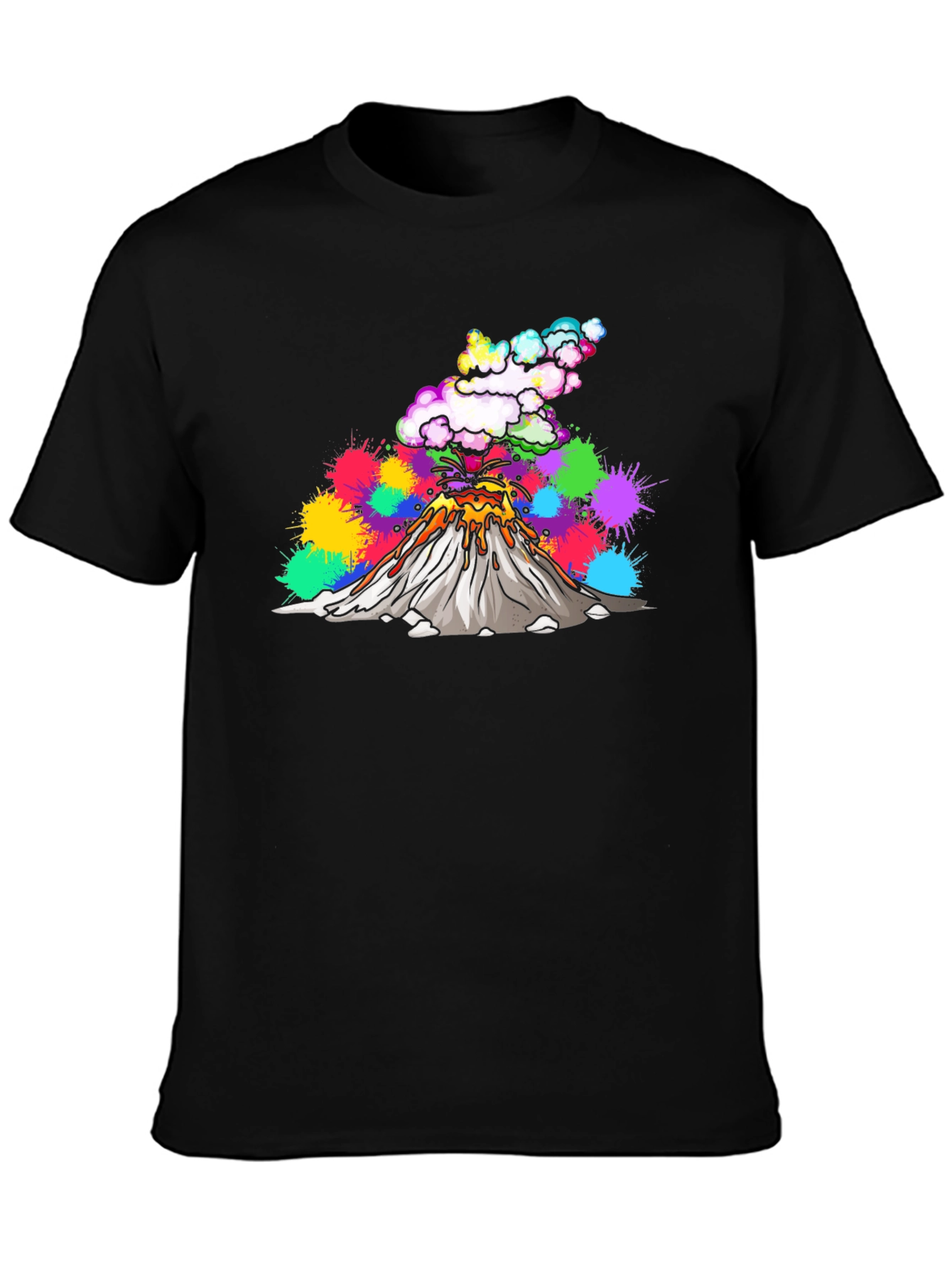 Volcano Lava Explosion Graphic T-Shirt - Black