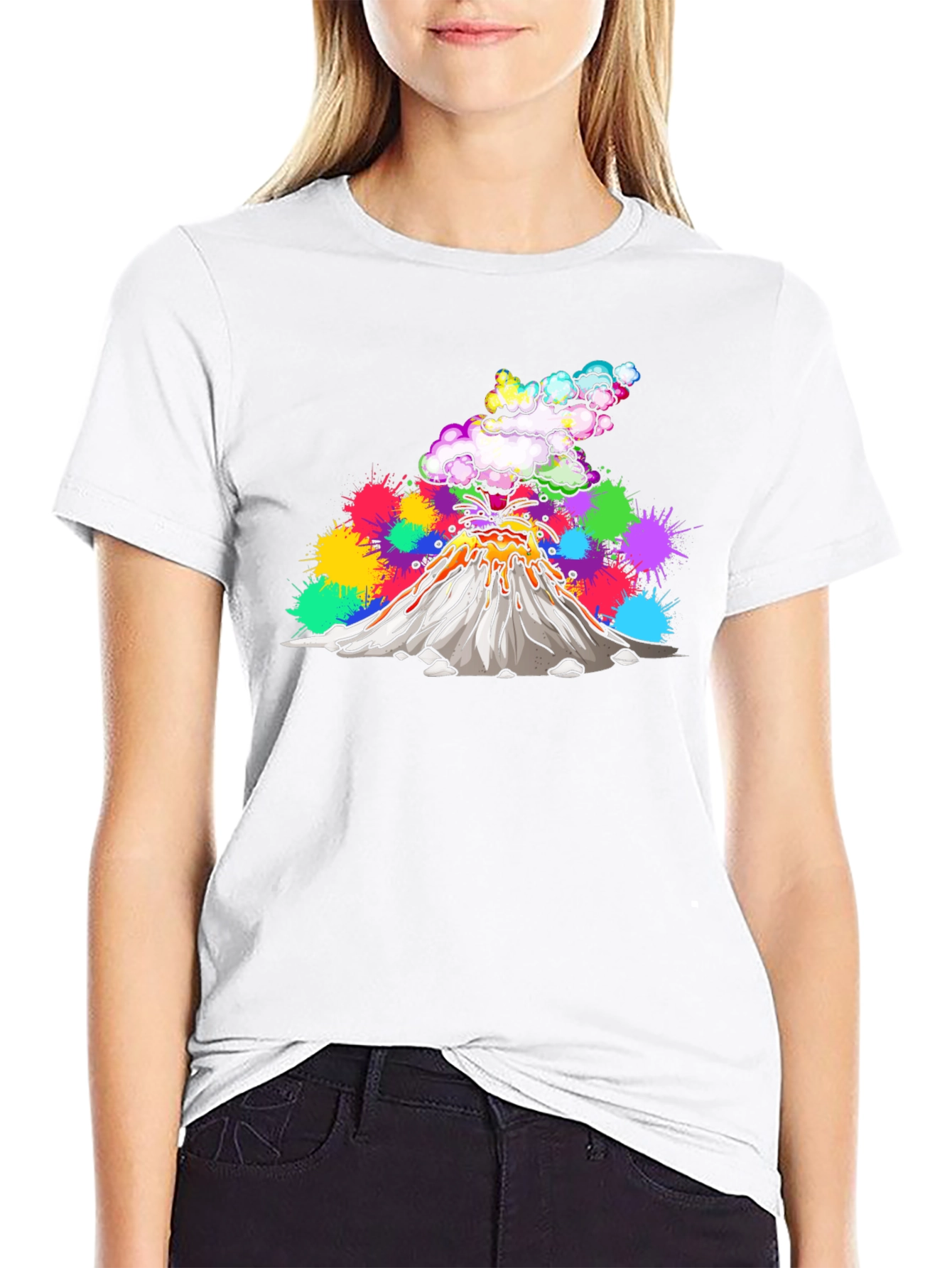 Volcano Lava Explosion Graphic T-Shirt - Black