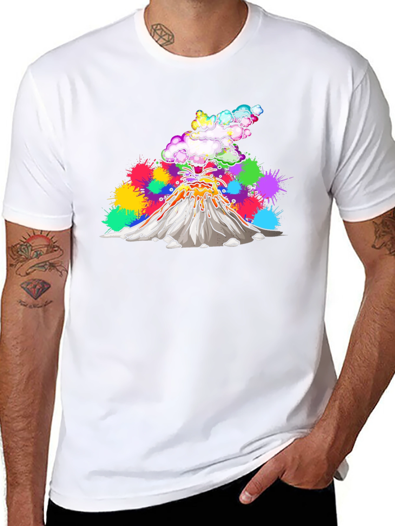 Volcano Lava Explosion Graphic T-Shirt - Black