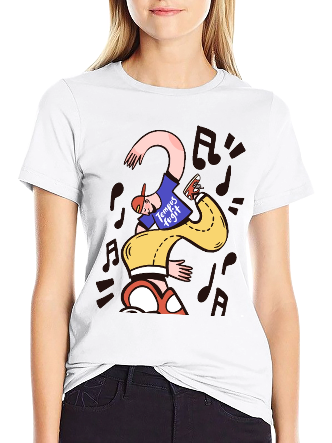 Unique Graphic Print T-Shirt - Time Flies
