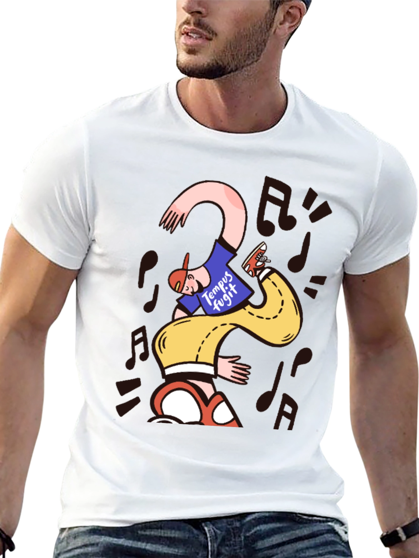 Unique Graphic Print T-Shirt - Time Flies