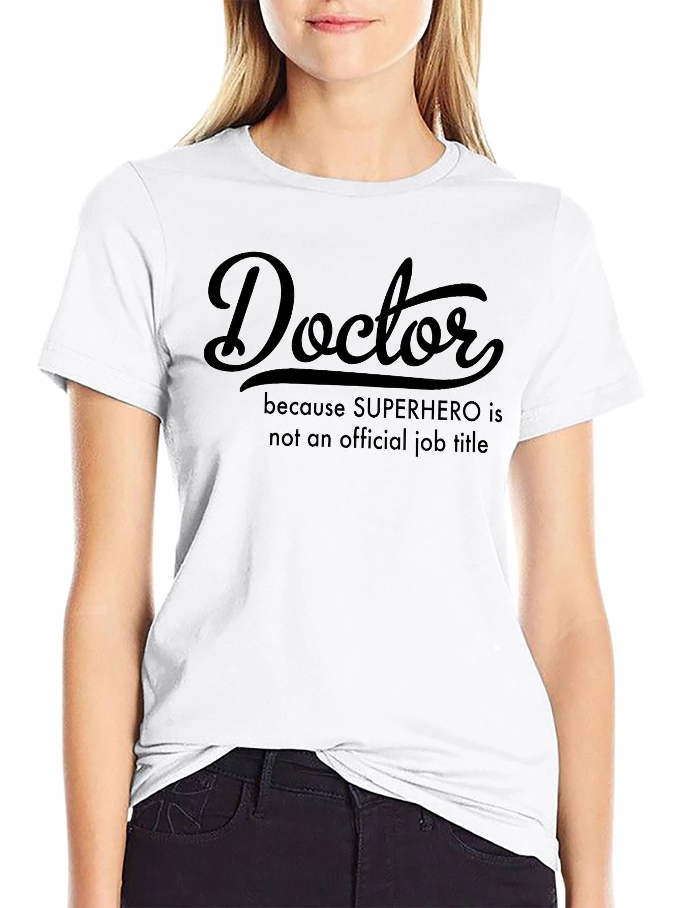 Doctor Superhero Job Title Black T-Shirt