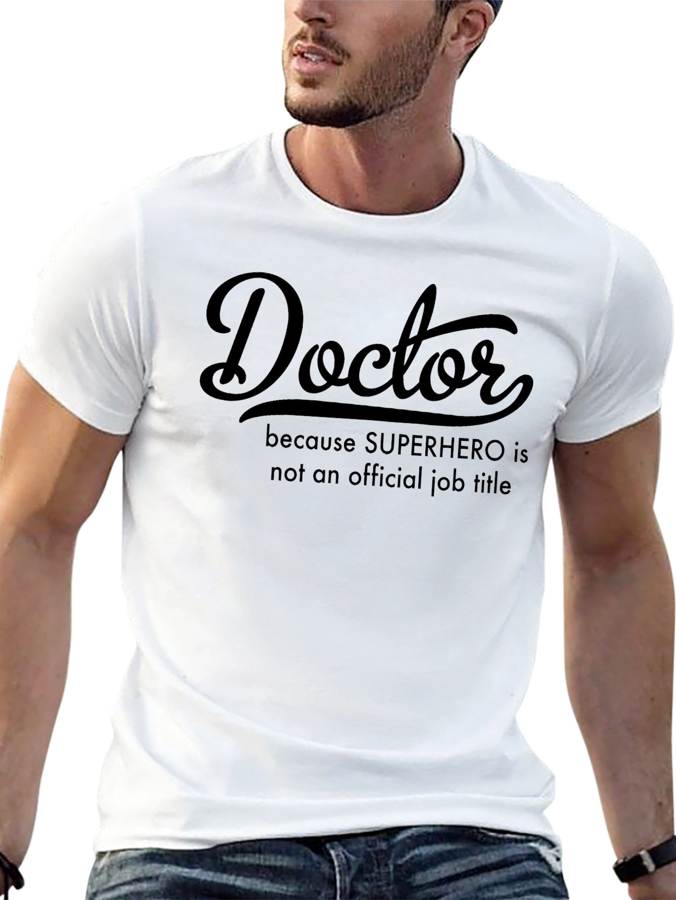 Doctor Superhero Job Title Black T-Shirt