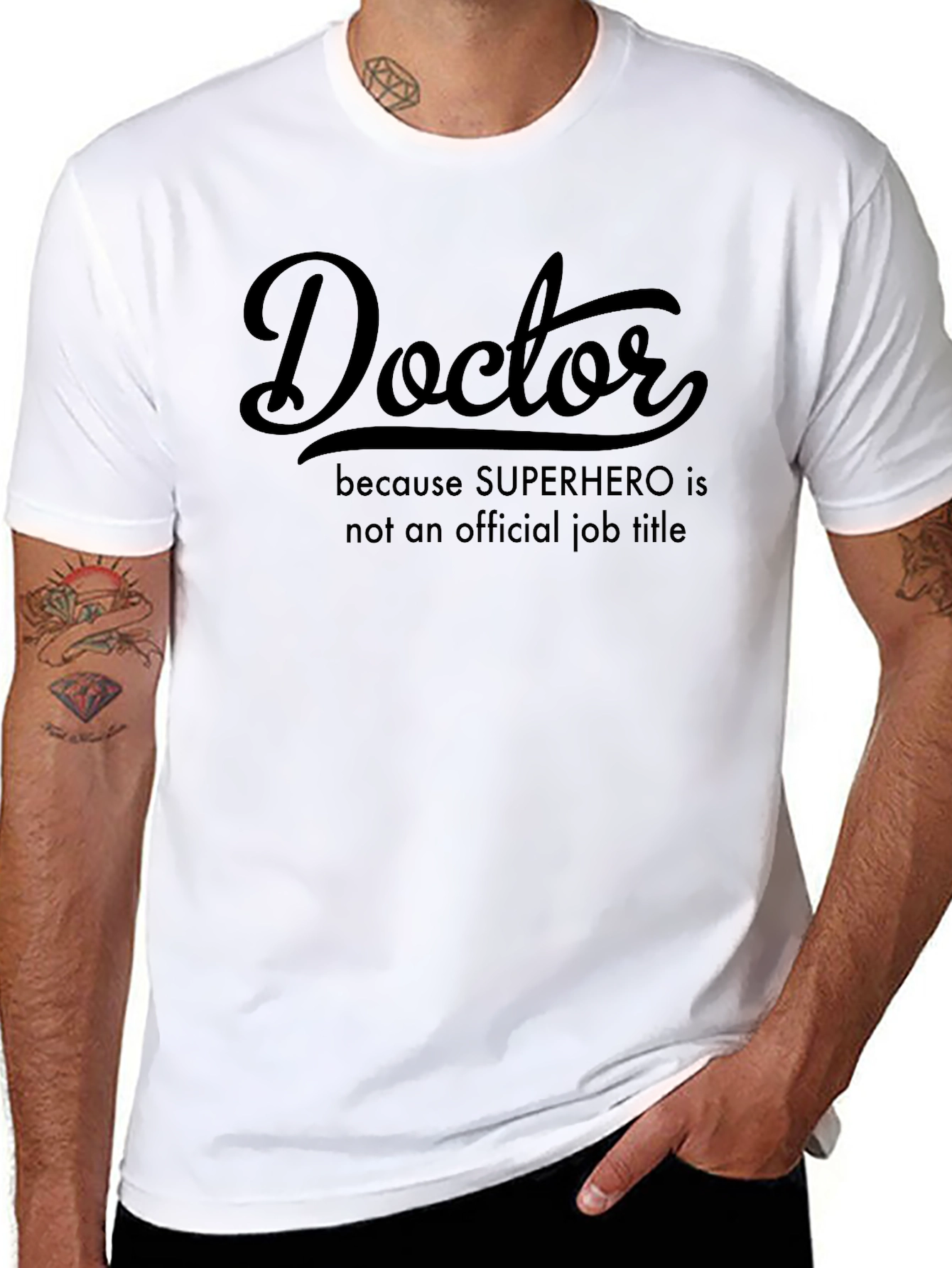Doctor Superhero Job Title Black T-Shirt