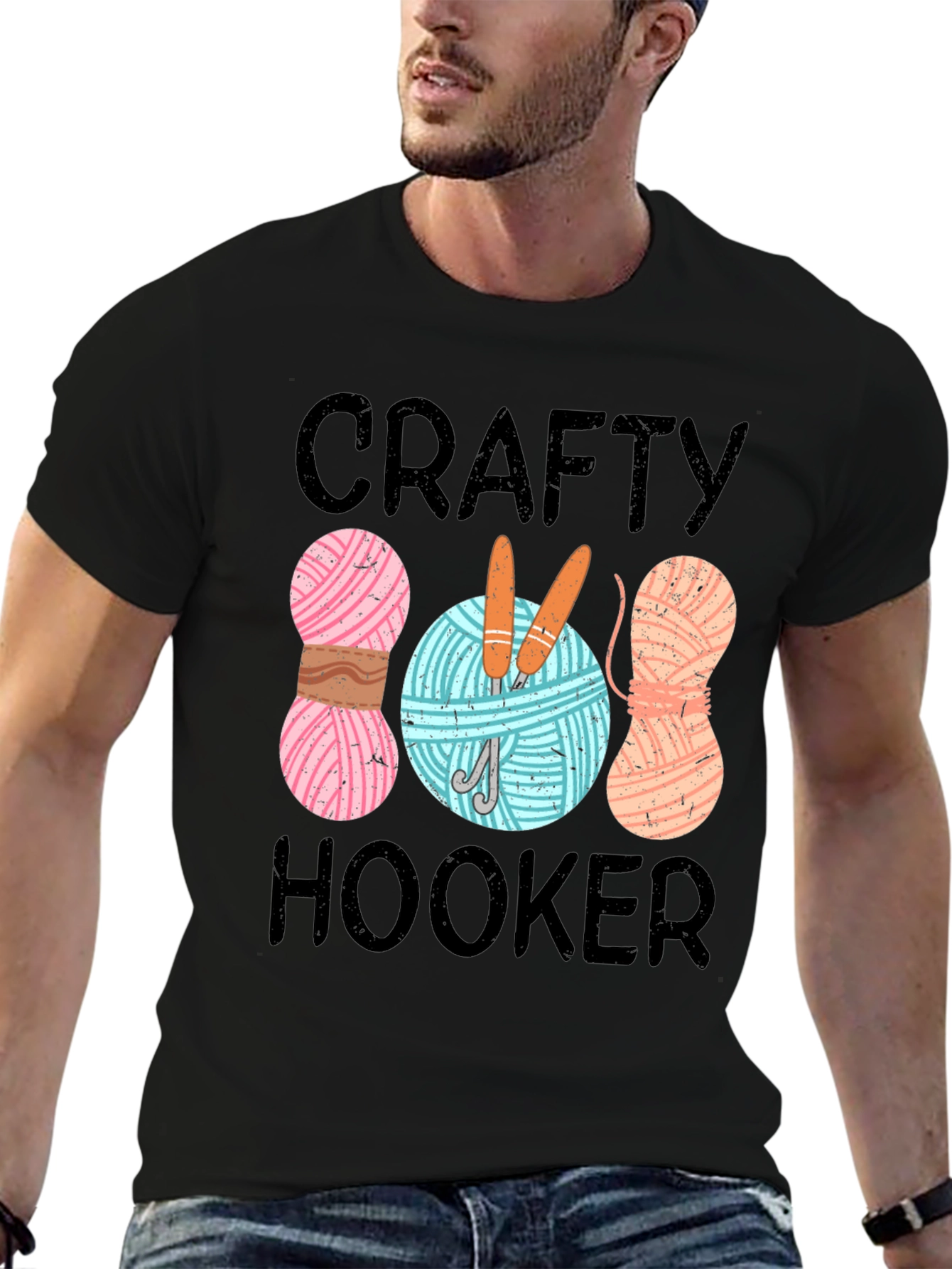 Crafty Hooker T-Shirt: Yarn & Needles Graphic Tee
