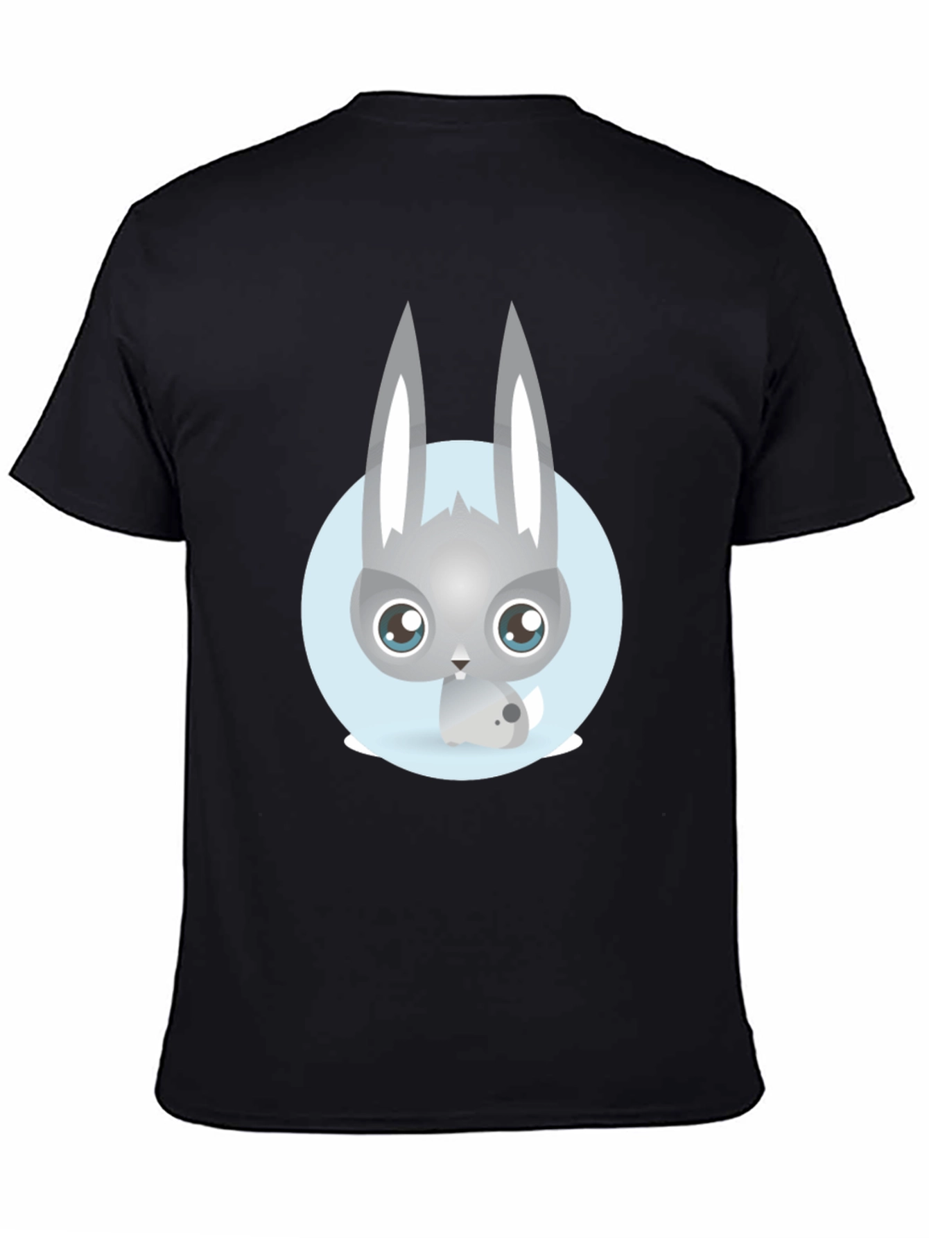 Cute Rabbit Graphic T-Shirt - Casual Black Tee