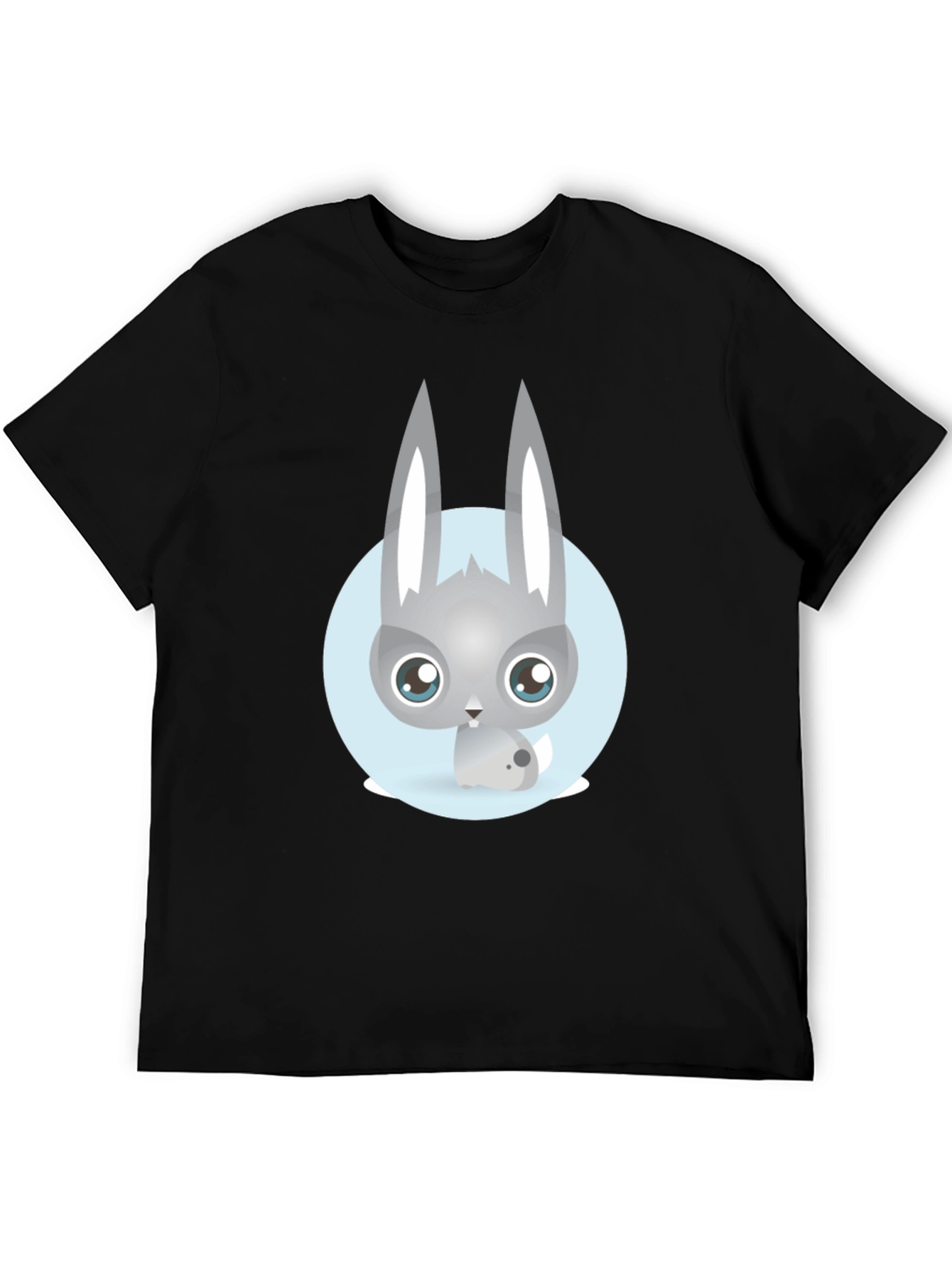 Cute Rabbit Graphic T-Shirt - Casual Black Tee
